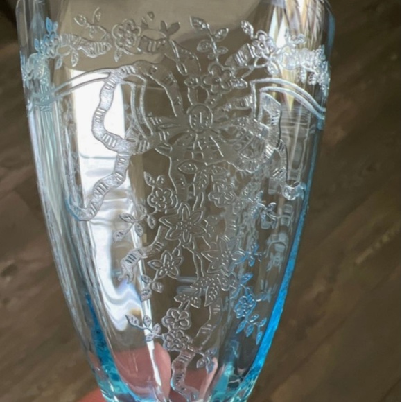 1940's Vintage Rare - Fostoria Azure June Blue Crystal Footed Glass Sets - Picture 5 of 6